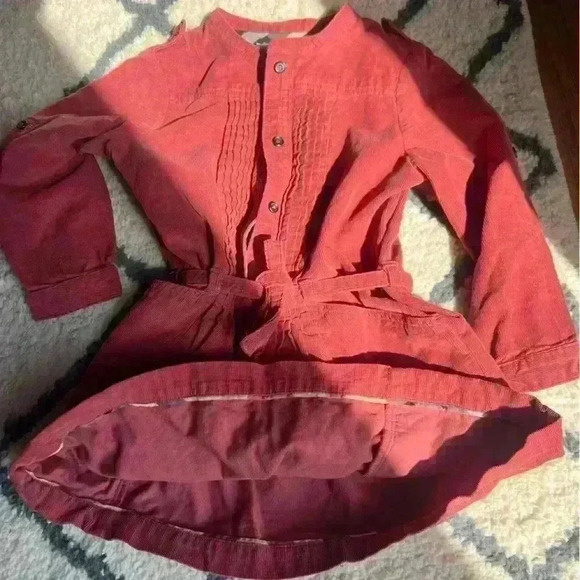 BURBERRY PINK DRESS corduroy check classic Burberry style infant 12 months - Picture 3 of 5